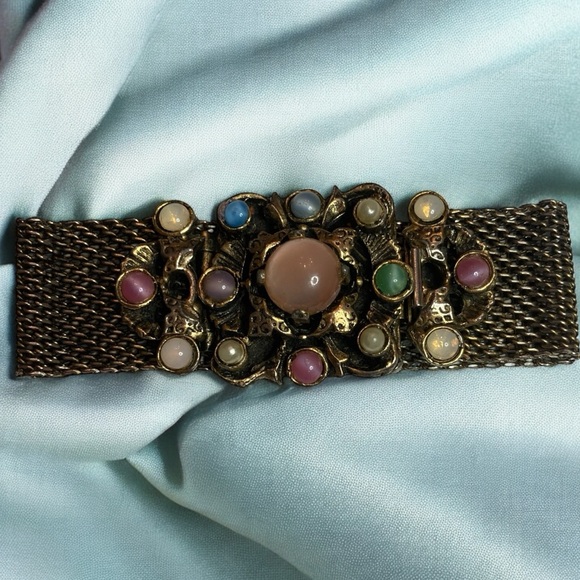 Vintage Victorian Revival Style Mesh Bracelet - Picture 1 of 10
